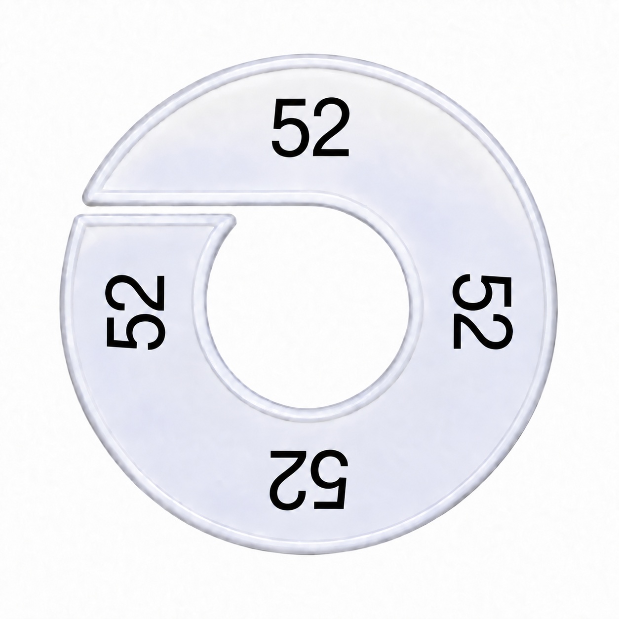 Maatring schijf kledingrek maat 52 wit 9 cm