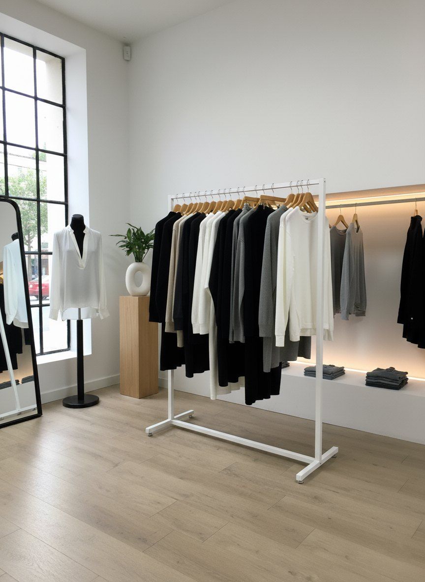Kledingrek design recht wit 120 x 170cm voorbeeld