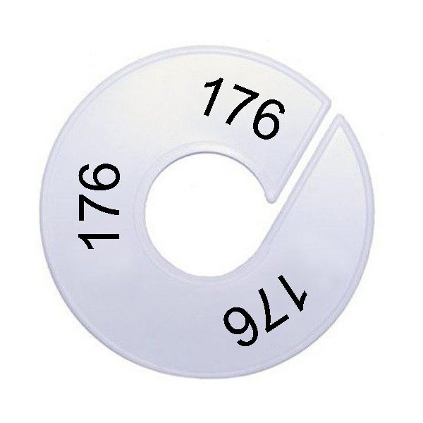 Maatring schijf kledingrek maat 176 wit 9 cm