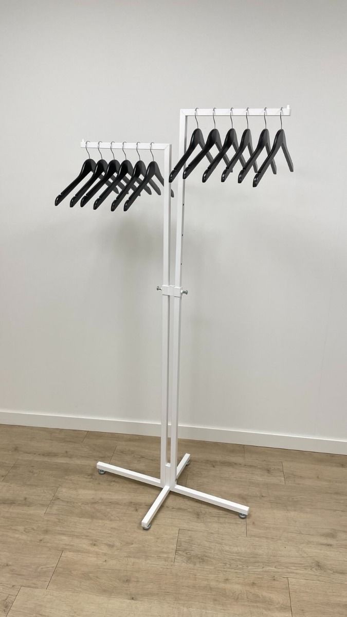 Kledingrek wit verstelbaar 107-173cm hoog met 2 armen