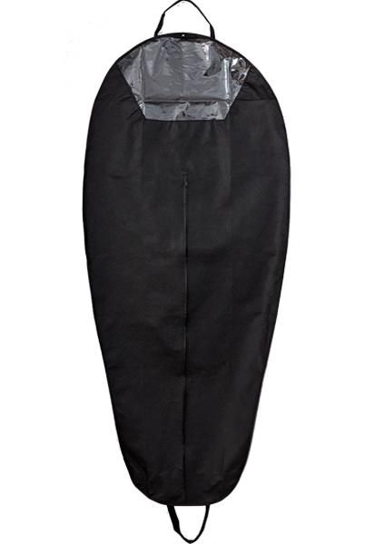 Kledinghoes motorpak L 155cm extra breed 70cm met venster en sterke rits zwart.