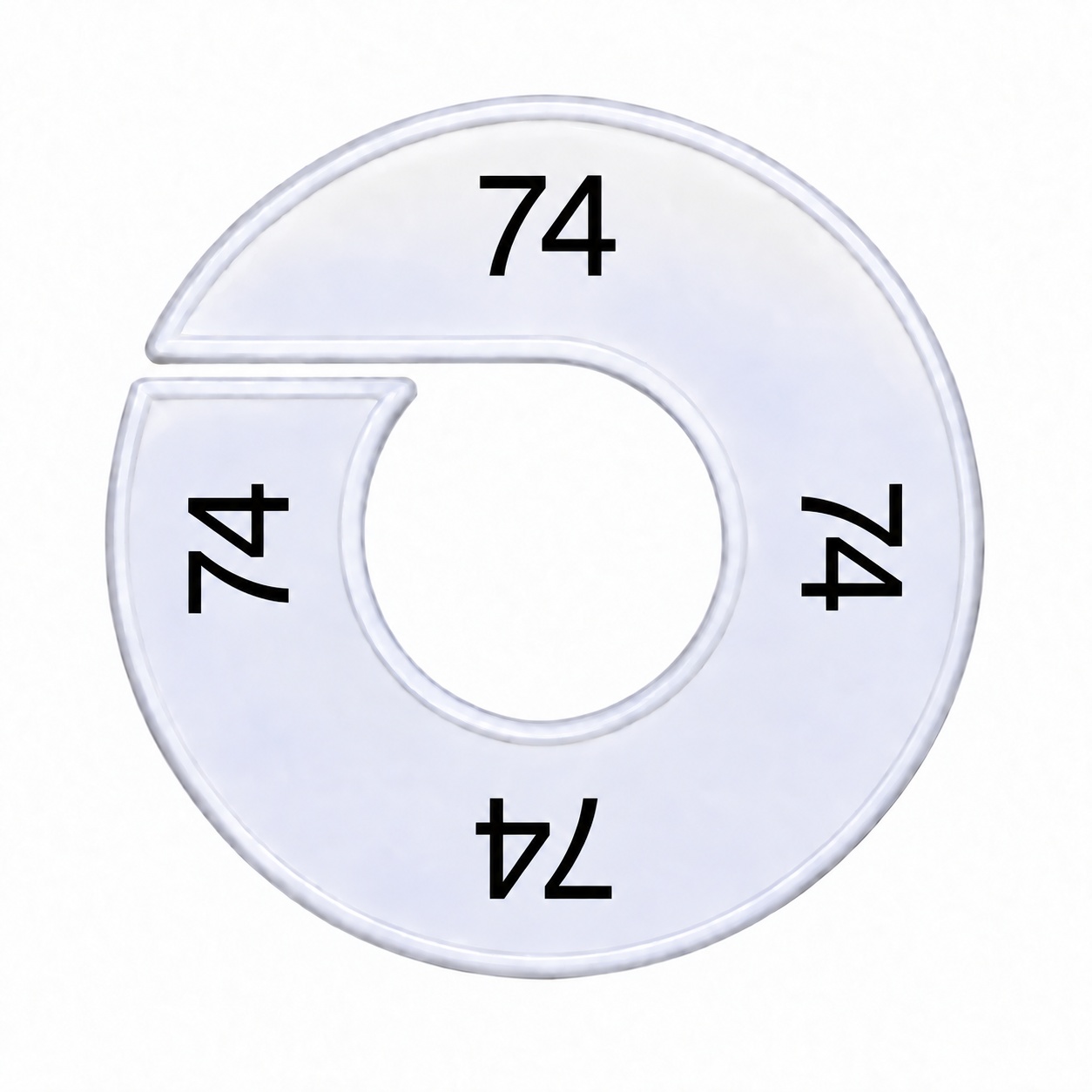 Maatring schijf kledingrek maat 74 wit 9 cm