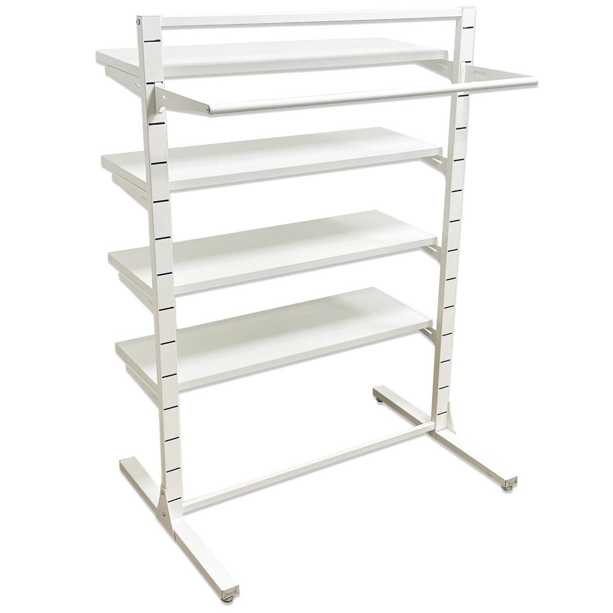 Middenunit Laser gondola wit 4 legborden en hangstang