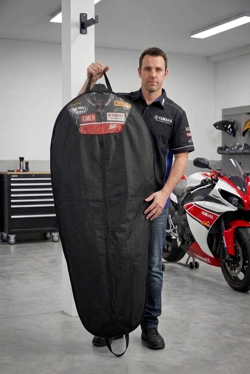 Kledinghoes motorpak L 155cm extra breed 70cm met venster en sterke rits zwart.