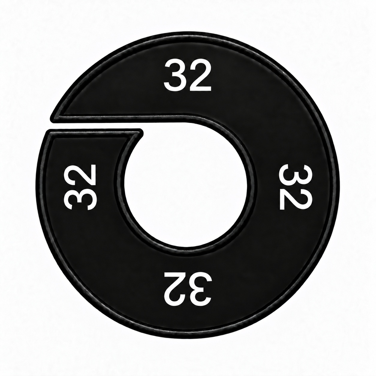 Maatring schijf kledingrek maat 32 zwart 9 cm