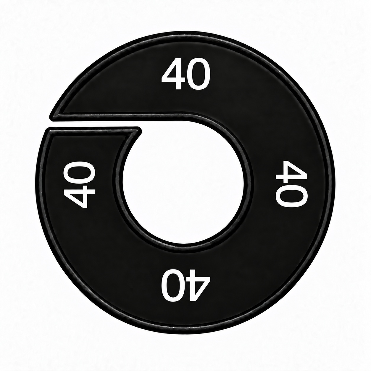 Maatring schijf kledingrek maat 40 zwart 9 cm