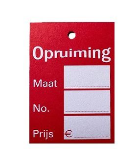 Hangetiket opruiming rood
