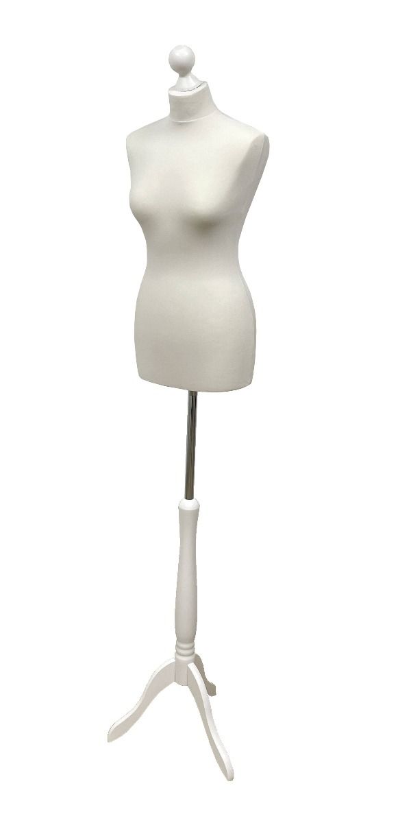 Paspop vrouw wit met witte driepoot en knop