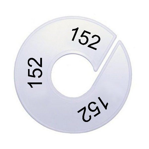 Maatring schijf kledingrek maat 152 wit 9 cm