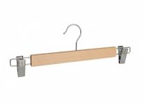 Kledinghanger recht hout 34 cm Blank gelakt met klemmen
