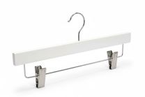 Kledinghanger recht hout 34 cm wit met klemmen