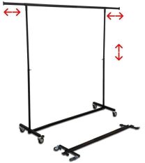 Vouwrek verstelbaar B143 x H112-190 cm zwart