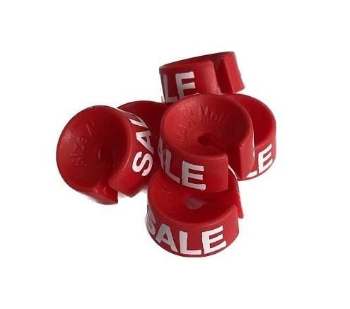 Maatdopjes rood met witte bedrukking SALE 25 stuks