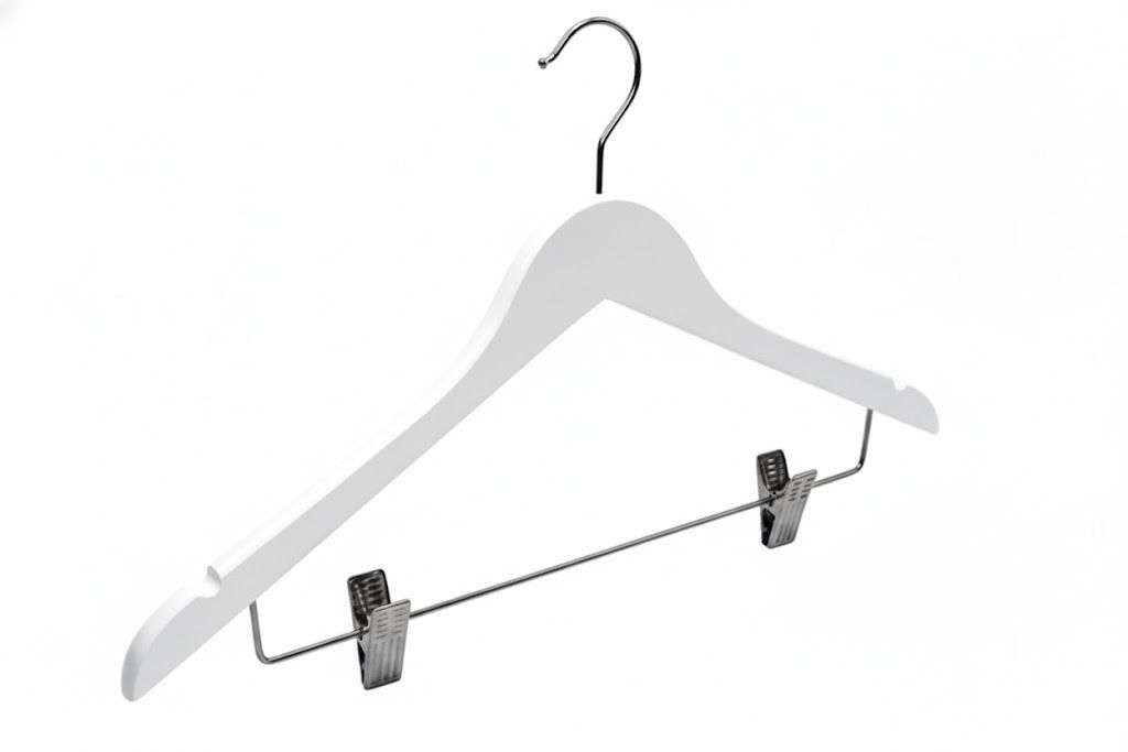 Kleerhanger 44 cm met knijpers wit
