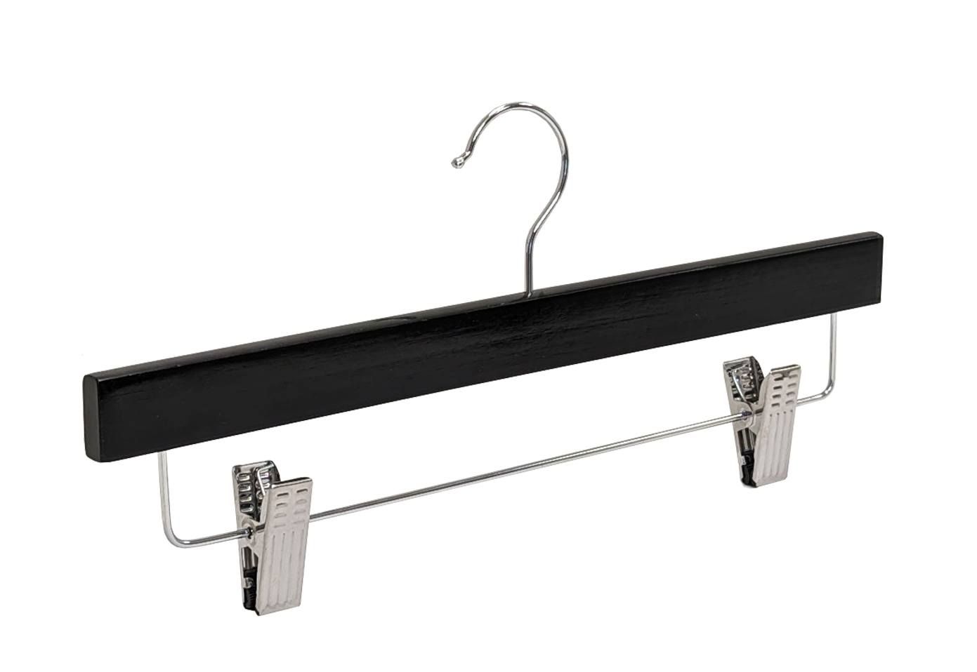 Kledinghanger recht hout 34 cm zwart met klemmen