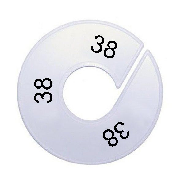 Maatring schijf kledingrek maat 38 wit 9 cm