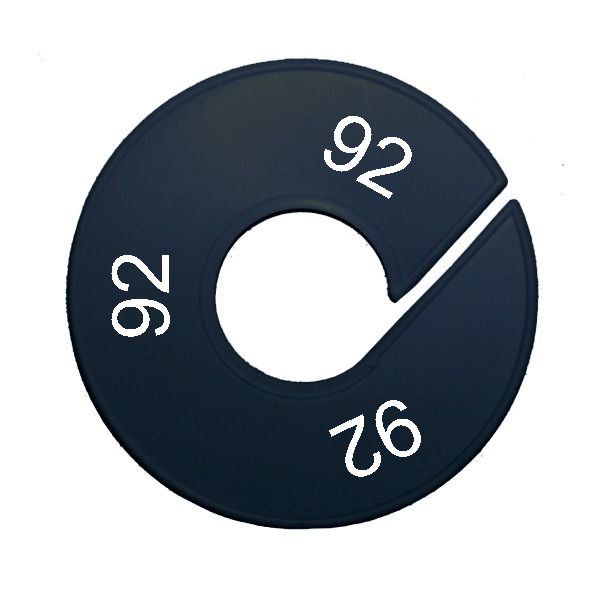 Maatring schijf kledingrek maat 92 zwart 9 cm