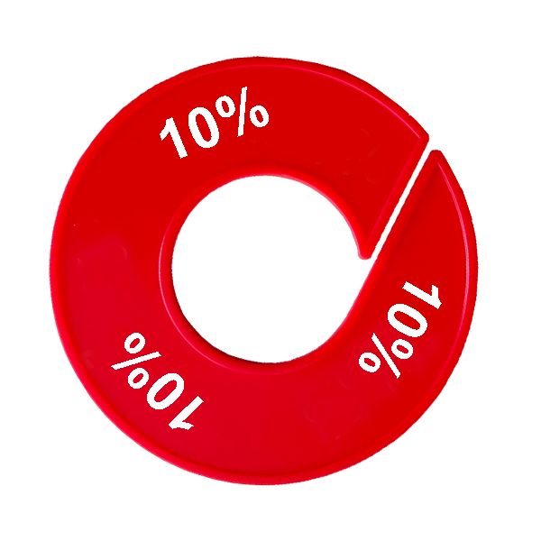 Maatring schijf kledingrek 10% rood 9 cm