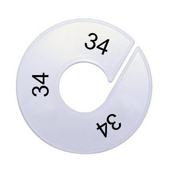 Maatring schijf kledingrek maat 34 wit 9 cm