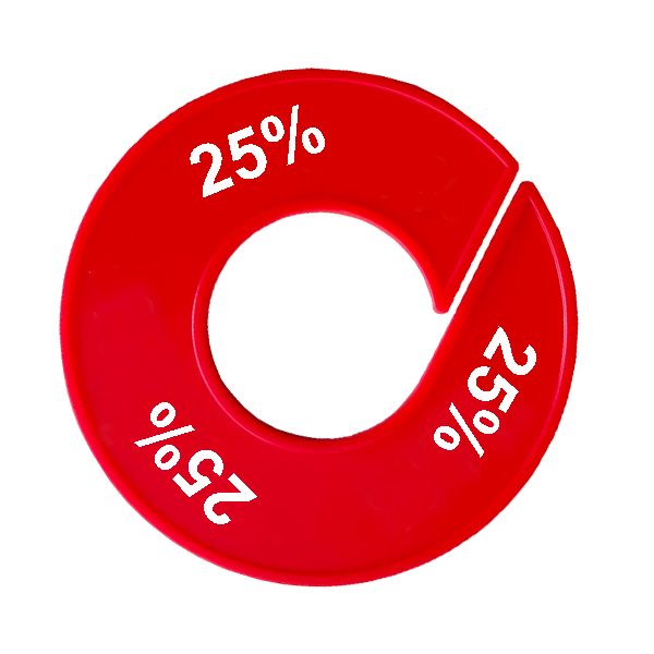Maatring schijf kledingrek 25% rood 9 cm