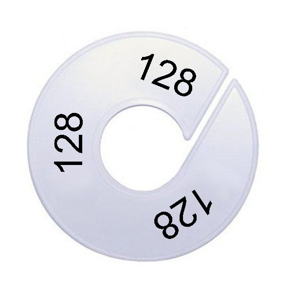 Maatring schijf kledingrek maat 128 wit 9 cm