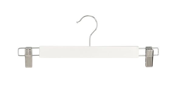 Kledinghanger recht hout 34 cm wit met klemmen