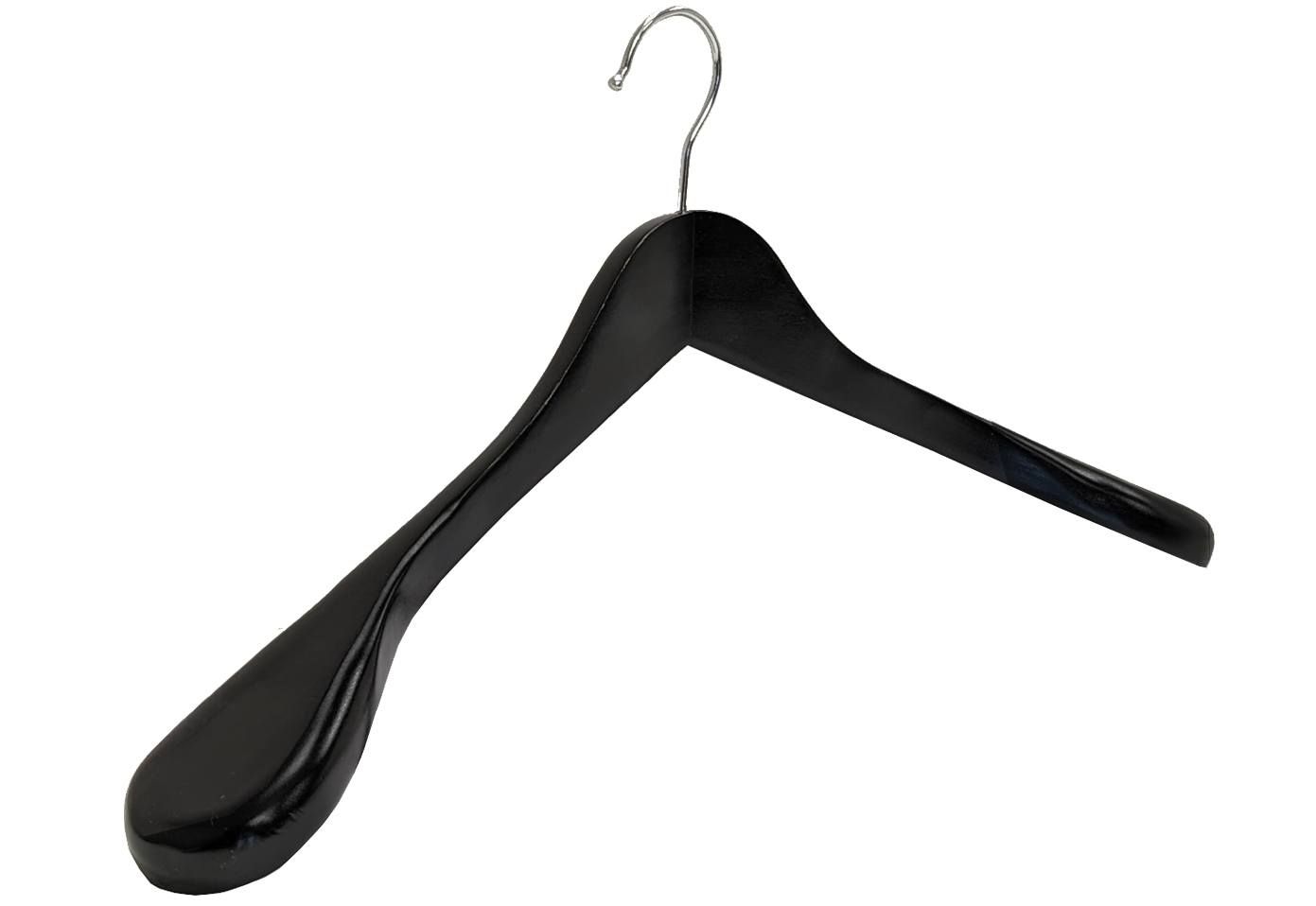 Kledinghanger hout 45 cm met brede schouders zwart