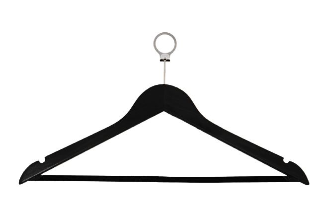 Hotelhanger met anti diefstal ring zwart hout