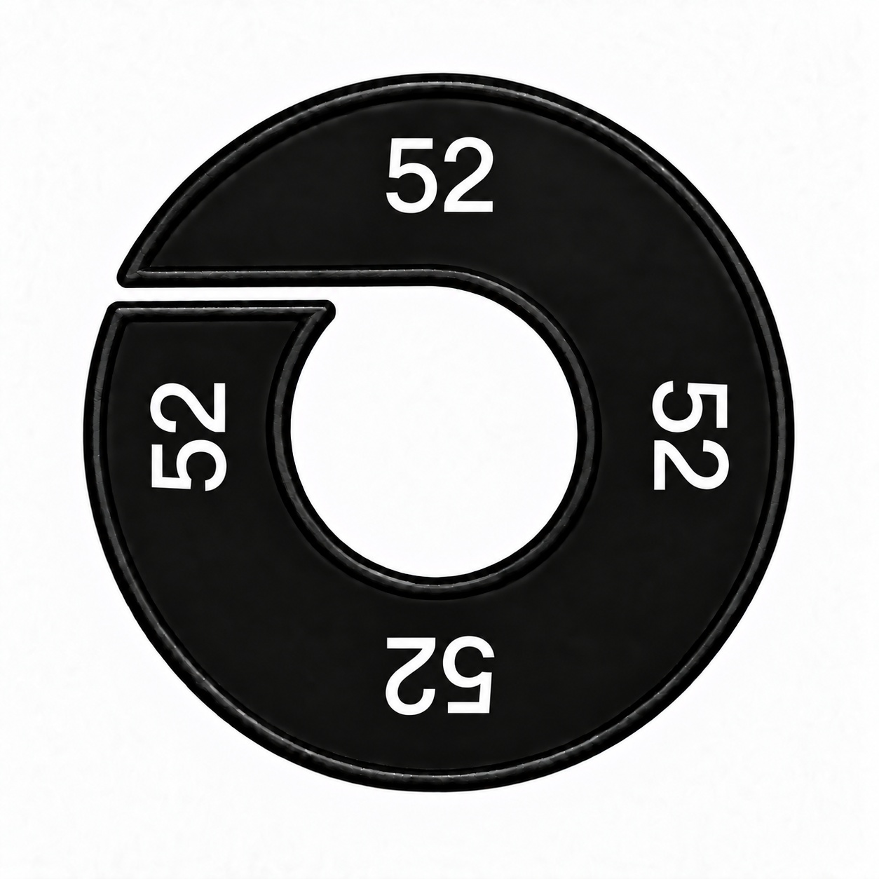Maatring schijf kledingrek maat 52 zwart 9 cm