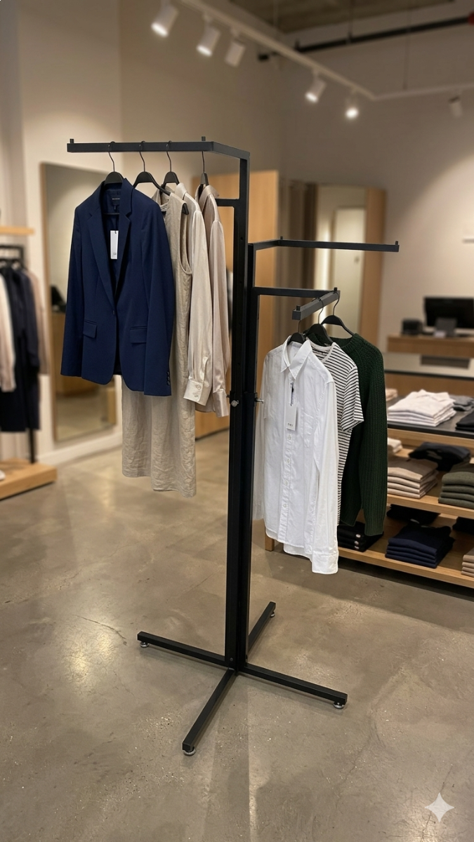 Kledingrek zwart verstelbaar 107-173cm hoog met 4 armen