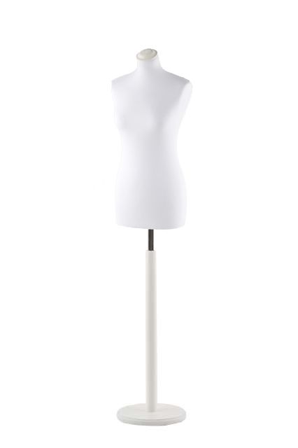 Paspop vrouw wit met witte ronde voet en dop